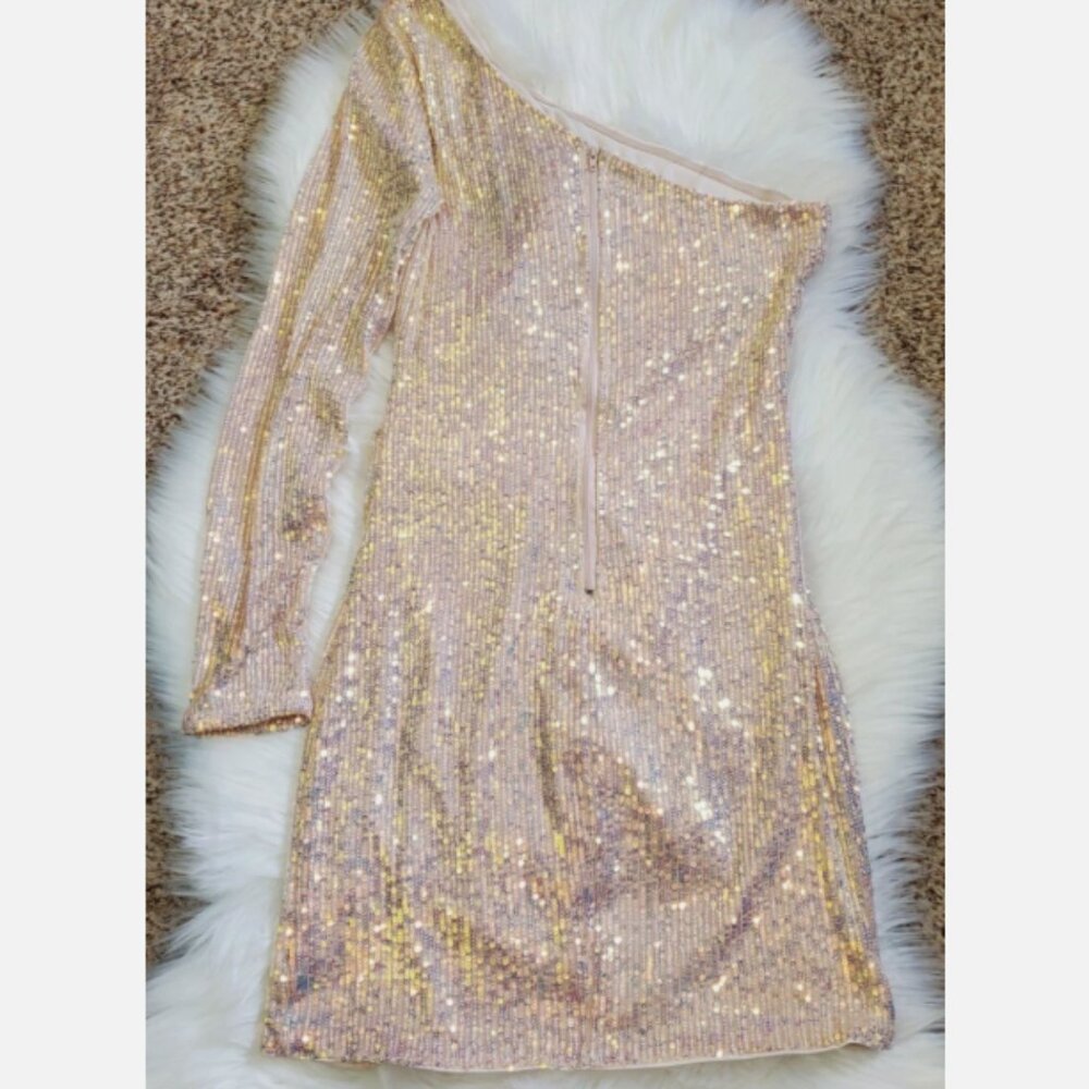 Privy One Shoulder Cut Out Sequin Mini Dress M - Picture 8 of 9